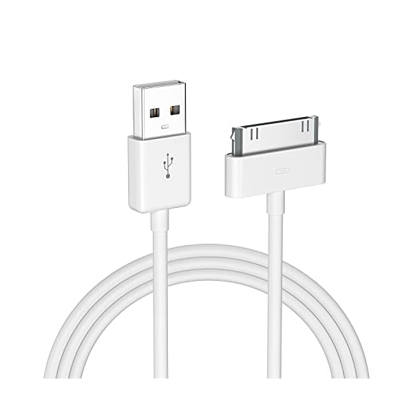 sarmert Apple Certified 30 Pin USB Charging Cable, 4.0ft USB Sync Charging Cord iPhone Compatible for 4 4s 3G 3GS iPad 1 2 3 iPod Touch Nano White (1 PCS)