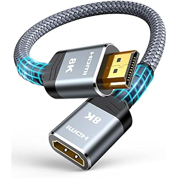 Highwings 8K 4K HDMI Extender, HDMI Extension Cable 2.1 4K@30Hz/ 60Hz/ 120Hz, Ultra high Speed HDMI Male to Female Adapter Compatible with Xbox PS5 PS4 Roku TV Stick Blu Ray Player HDTV Laptop PC 1FT
