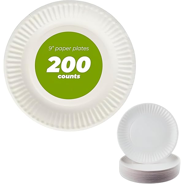 Concession Essentials 9 Inch Paper Plate Uncoated Plates White, 200ct