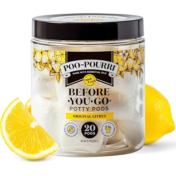 Poo-Pourri Before-You-Go 2-in-1 Toilet Potty Pods, Original Citrus, 20 Ct, Bathroom Odor Deodorizer and Toilet Cleaner with Essential Oils, Lemon, Bergamot and Lemongrass Scent