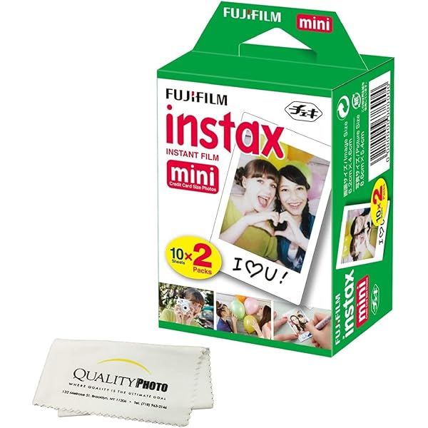 Fujifilm INSTAX Mini Instant Film (White) for Fujifilm Mini 8,9,11,12 Cameras w/Microfiber Cloth by Quality (20 Prints)