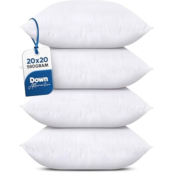 Utopia Bedding Throw Pillows (Set of 4, White), 20 x 20 Inches Pillows for Sofa, Bed and Couch Decorative Stuffer Pillow