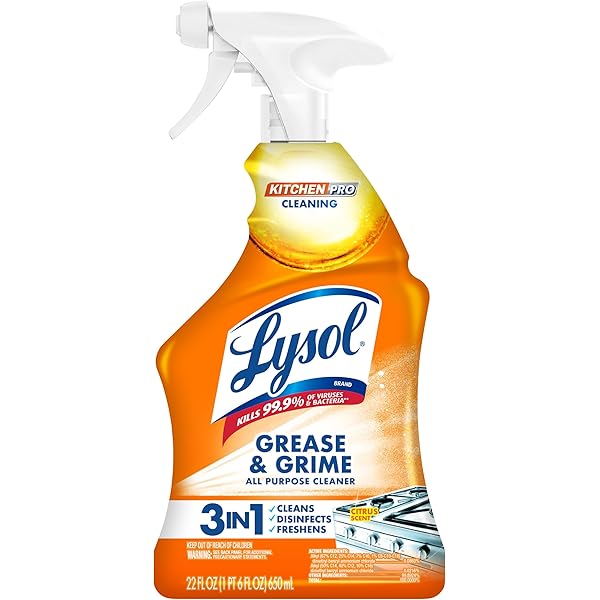 Lysol Pro Kitchen Spray Cleaner and Degreaser, Antibacterial All Purpose Cleaning Spray for Kitchens, Countertops, Ovens, and Appliances, Citrus Scent, 22oz