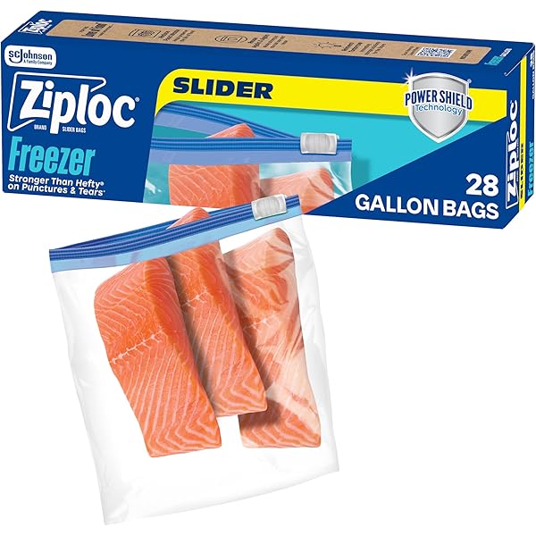 Ziploc Gallon Food Storage Freezer Slider Bags, Power Shield Technology for More Durability, 28 Count (Packaging May Vary)
