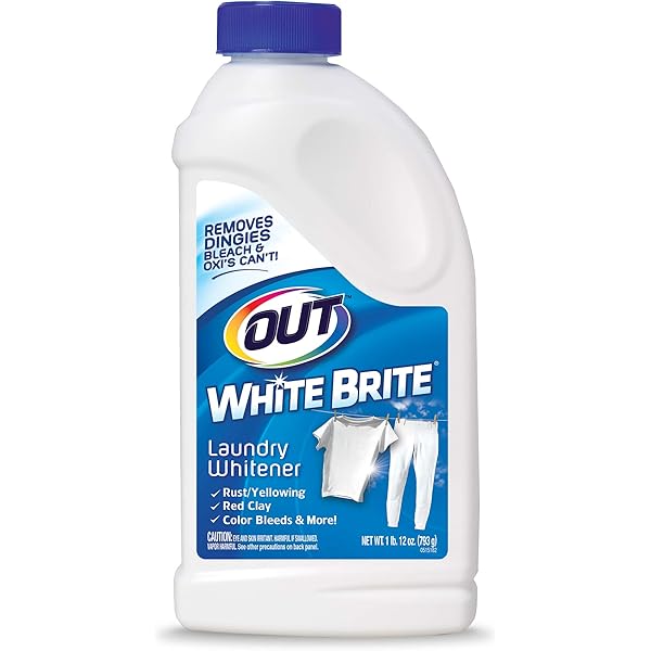 OUT White Brite Laundry Whitener Powder, Stain Remover Detergent Booster for Clothes, Removes Red Clay and Rust Stains on White Clothing and Uniforms, 1 Pound 12 Ounce