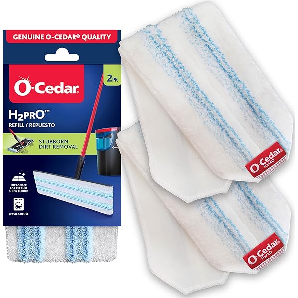 O-Cedar Genuine H2prO Mop Pads (Pack of 2) | Machine Washable | Reusable Refills | Microfiber Mop Head Replacements | Removes 99% of Bacteria