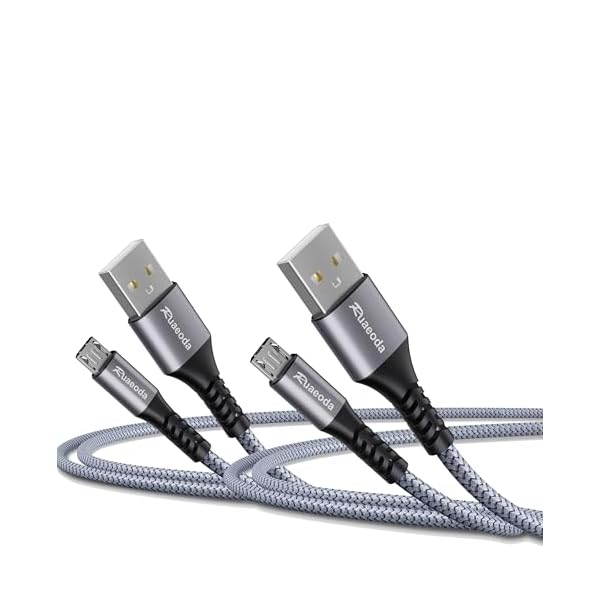 Micro USB Cable Android Charger 6ft 2PACK Compatible with PS4 Charger Cord - High Speed 2.0 USB A Male to Micro USB Nylon Braided Cable for Android Phone