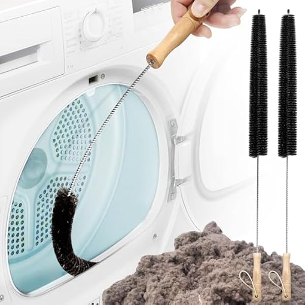 Holikme Dryer Vent Cleaner Kit 2 Pack - Household Cleaning Supplies 304 Stainless Steel Dryer Lint Brush Home Essentials for Lint Trap Dust Vacuum Brush