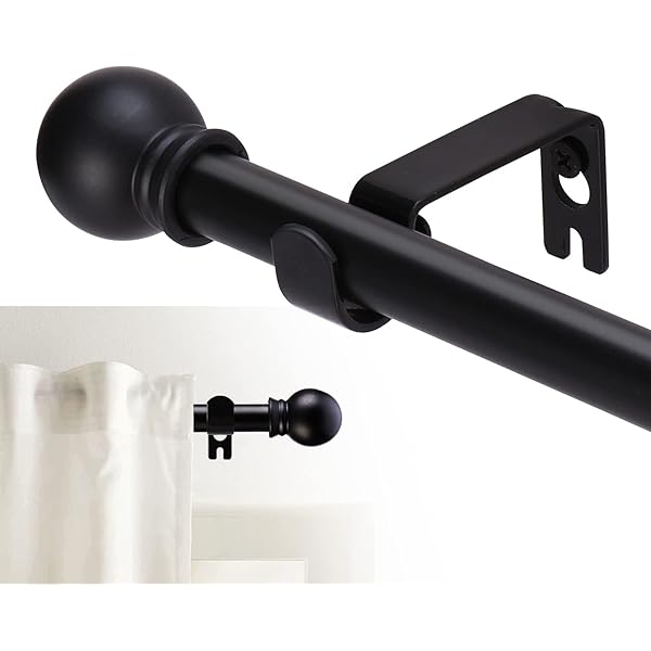 Curtain Rods for windows 32-48 inch, 5/8 inch Decorative Curtain Rod Set, Matte Black Splicing Heavy Duty Metal Curtain Rod with Brackets