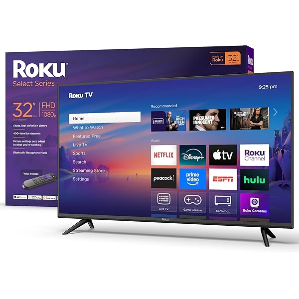 Roku Smart TV 2025 – 32-Inch Select Series, 1080p Full HD TV – Roku TV with Voice Remote – Flat Screen LED Television with Wi-Fi for Streaming Live Local News, Sports, Family Entertainment