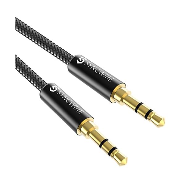 Syncwire 3.5mm Nylon Braided Aux Cable (3.3ft/1m,Hi-Fi Sound), Audio Auxiliary Input Adapter Male to Male Cord for Headphones, Car, Home Stereos, Speaker, iPhone, iPad, iPod, Echo & More – Black
