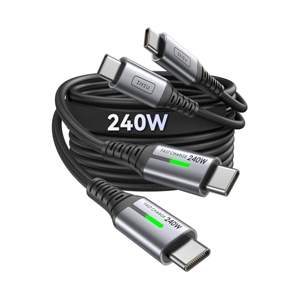 INIU USB C Cable 3ft, 2-Pack 240W Fast Charging Cord Type C, Braided USBC to USB-C Charger Cable for iPhone 17 16 15 Pro Max Samsung S25 S24 Ultra MacBook iPad Air Steam Deck Switch etc.