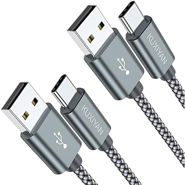USB Type C Cable,(2-Pack 3FT) USB C Charger Cable Car Carplay Cable Nylon Braided Fast Charging Sync Cord Compatible iPhone 17 Air/16 Pro Max Samsung Galaxy S10 Plus,Google Pixel 2(Gray)