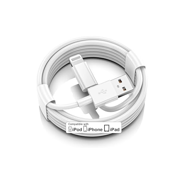 Car iPhone Carplay Cable, Car Charger Cord, USB A to Lightning Cable Fast Charging & Data Transfer for iPhone 14/13/12/11 Pro Max XR XS X 8 7 6 Plus SE Tangle-Free,3ft White