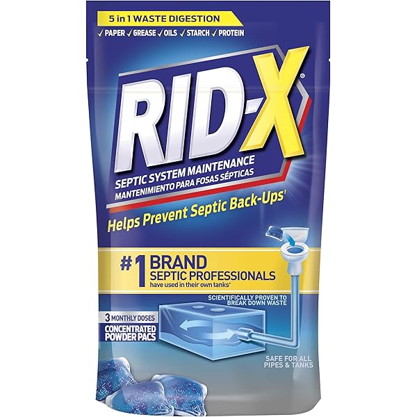 Rid-X Septic System Treatment, Septic Tank Treatment, 3-Monthly Supply Dual Action Septi-Pacs - 3.2 oz