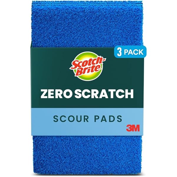 Scotch-Brite® Zero Scratch Scour Pad, 3 Scrubbing Pads, Non-Scratch Scouring Pads for Kitchen and Dish Cleaning