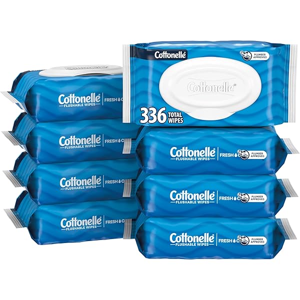 Cottonelle Fresh Feel Flushable Wet Wipes, Adult Wet Wipes, 8 Flip-Top Packs, 42 Wipes Per Pack (336 Total Wipes), Packaging May Vary