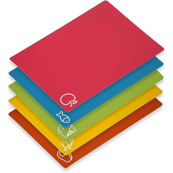 5 Pieces Flexible Cutting Boards, BPA Free Plastic Cutting Boards for Kitchen, Non Slip Cutting Mat for Meat and Vegetables, Thanksgiving