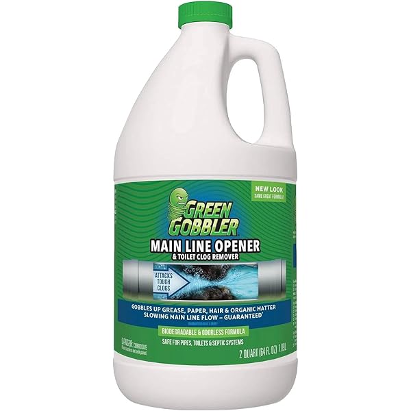 Green Gobbler Ultimate Main Drain Opener | Drain cleaner Hair Clog Remover | Works On Main Lines, Sinks, Tubs, Toilets, Showers, Kitchen Sinks | 64 fl. oz.