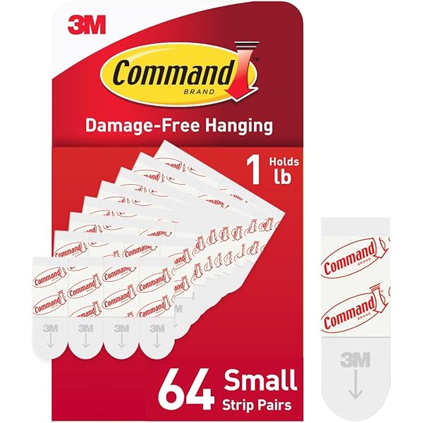 Command Small Refill Replacement Strips, White, 64-Strips - Easy to Open Packaging Pack 2020 New VER