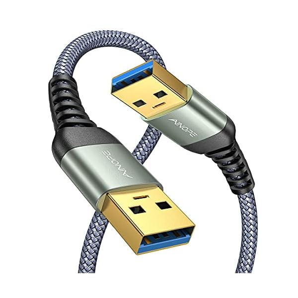 AINOPE USB to USB Cable, USB 3.0 A to A Male to Male Cable [Never Rupture] Double End Type A Cord Compatible with Hard Drive Enclosures, KVM, DVD Player, TV, Laptop Cooler,6.6Ft/Grey, 1 Pack