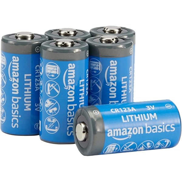 Amazon Basics 6-Pack Non-Rechargeable CR123A Lithium Batteries, 3 Volt, Up to 10-Year Shelf Life
