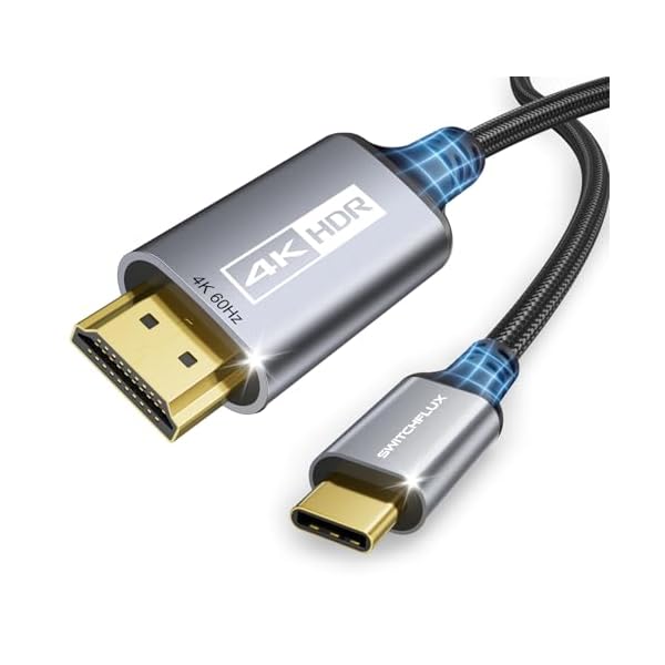 USB-C to HDMI Cable 6Ft [4K@60Hz] High-Speed USB Type C to HDMI 2.0 Braided Cord (Thunderbolt 3/4 Compatible) for iPhone 15 Series, MacBook Pro/Air, iPad Pro, Galaxy S8 to S23