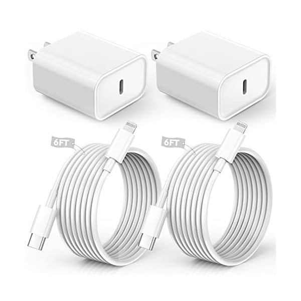 iPhone Charger Fast Charging,iPhone Fast Charger 2Pack Type C Fast Charger Block Plug Adapter 6FT USB-C to Lightning Cable Cord for iPhone14/13/13 Pro/12 Pro/12 Pro Max/11/Xs Max/XR/X/SE,iPad,AirPods