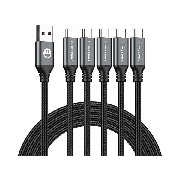 USB Type-C to A Cable 5pack 6ft Braided Fast Charging 3A Quick Charger Cord, 6 Foot Compatible iPhone 17/17 Pro/16e/16/15 Pro Max,Samsung Galaxy S10 S9 S8 Plus, Note 10 9 8, LG V50 V40 G8 G7(Grey)
