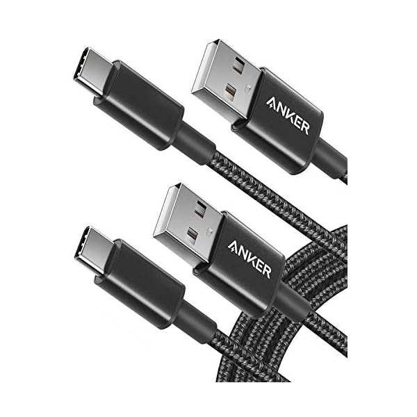 Anker Cable [2 Pack 6ft], USB A to USB C Cable for iPhone 17 Series,Samsung Galaxy S10 S10+, LG V30, Beats Fit Pro and More (Black).