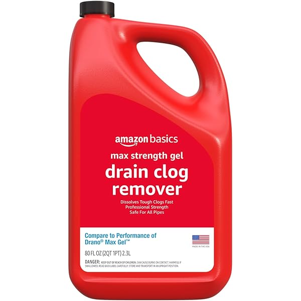 Amazon Basics Max Strength Drain Cleaner Hair Clog Remover Gel - Unclogs Hair and Grease, 80 Fl Oz