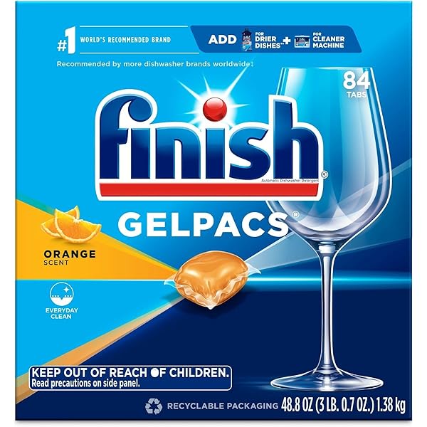 Finish Gelpacs Dishwasher Detergent, Orange Scent, 84 Count