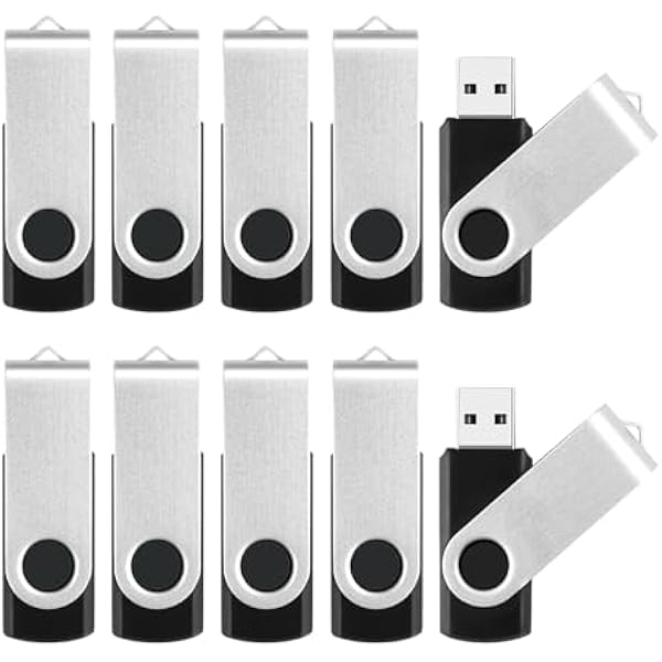 8GB Flash Drive 10 Pack Bulk USB Flash Drives, USB2.0 Thumb Drive USB Stick for Data Storage Backup, Jump Drive Pen Drive Zip Drive Memory Stick with Indicator, USB Storage Flash Drive Swivel Design
