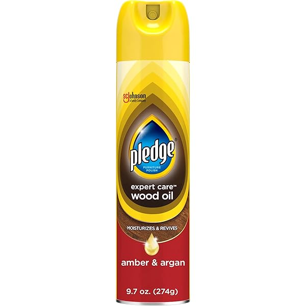 Pledge Moisturizing Wood Oil, Furniture Reviving Spray, Amber & Argan Scent, 9.7oz