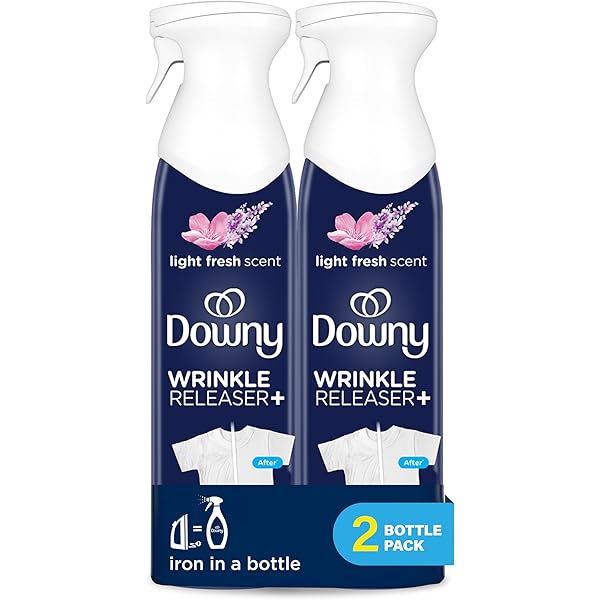 Downy Wrinkle Releaser Spray | All In One Wrinkle Release Spray, Odor Eliminator, Static Remover | Fabric Refresher & Ironing Aid for Clothes | 9.7 Fl Oz (Pack of 2), Fresh Scent