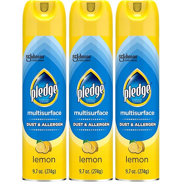Pledge Dust & Allergen Multisurface Cleaner, Aerosol Spray, Lemon Scent, 9.7oz (Pack of 3)