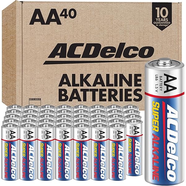 ACDelco 40-Count Double AA Batteries, Maximum Power Super Alkaline Battery for Home and Office, 10-Year Shelf Life, Reclosable Packaging