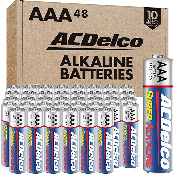 ACDelco 48-Count Triple AAA Batteries, Maximum Power Super Alkaline Battery for Home and Office, 10-Year Shelf Life, Reclosable Packaging