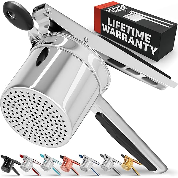 PriorityChef Large 15oz Potato Ricer, Heavy Duty Stainless Steel Potato Masher and Ricer Kitchen Tool, Press and Mash Kitchen Gadget For Perfect Mashed Potatoes - Everytime