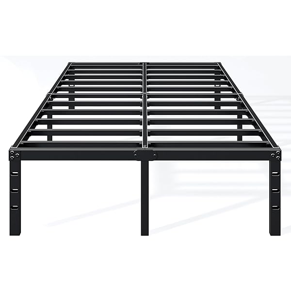 Hafenpo 18 Inch Full Bed Frame - Sturdy Metal Platform Full Size, No Box Spring Needed, Heavy Duty, Easy Assembly, Strong Bearing Capacity, Under Bed Storage, Black