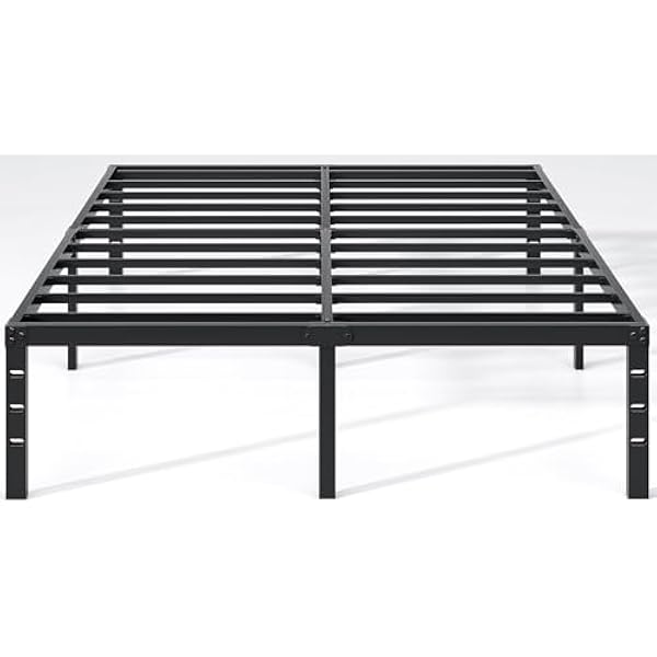 Metal Bed Frame,King Size Bed Frame with Storage Space,Heavy Duty Sturdy Mattress Foundation,Easy Assembly,No Box Spring Needed, Black,14 Inch,King