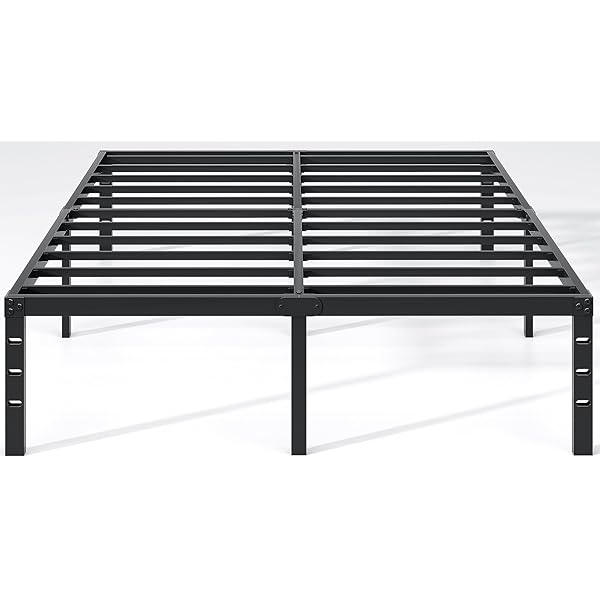 Metal Bed Frame,King Size Bed Frame with Storage Space,Heavy Duty Sturdy Mattress Foundation,Easy Assembly,No Box Spring Needed, Black,18 Inch,King