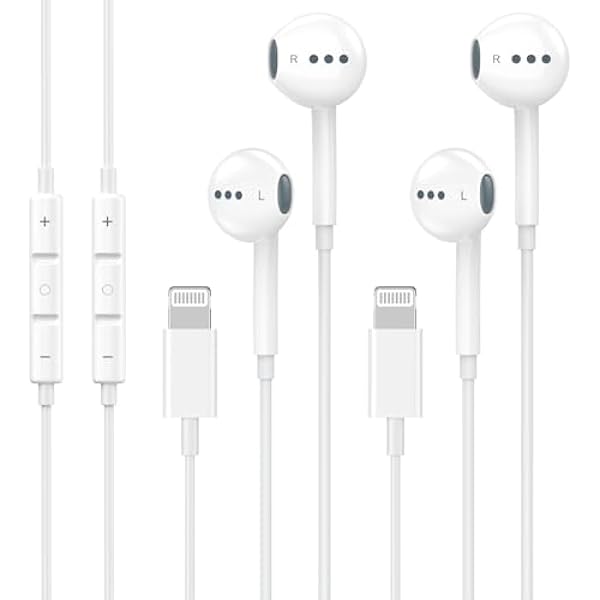 2 Pack Wired Headphones for iPhone Earbuds with Built-in Microphone & Volume Control HiFi Stereo Nosie Reduction Earphones for iPhone 14 13 12 11 Pro Max XS XR X 8 7 6, Plug and Play, Support All iOS