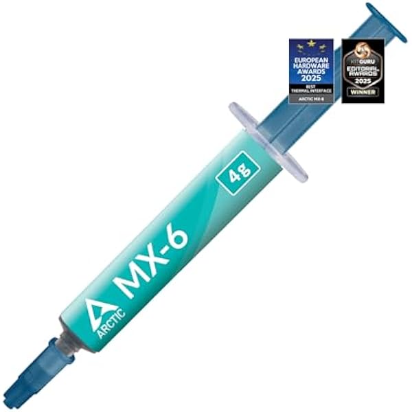 ARCTIC MX-6 (4 g) - Ultimate Performance Thermal Paste for CPU, Consoles, Graphics Cards, laptops, Very high Thermal Conductivity, Long Durability, Non-Conductive