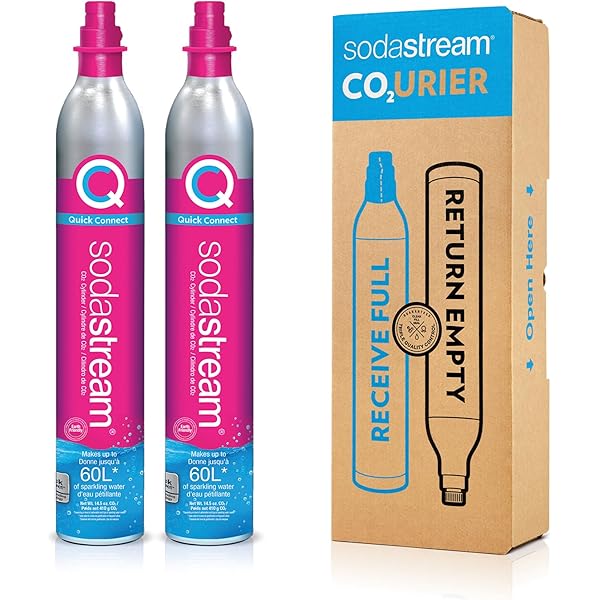 SodaStream CO2 Gas Refill Pack - 2 Cylinders, Pink CQC System - Use box to return your empty cylinders and earn an Amazon.com Gift Card - Compatible with Terra, ART, E-Terra, Aqua Fizz and others