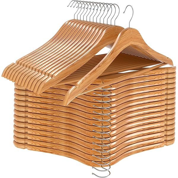 Utopia Home Premium Wooden Hangers 30 Pack - Heavy Duty & Durable Coat Hanger - Wood Hanger with 360-Degree Rotatable Hook - Clothes Hangers with Non-Slip Shoulder Notches For Shirts & Coats (Natural)