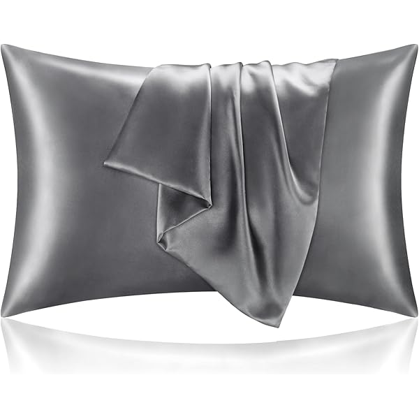 BEDELITE Satin Pillowcase for Hair and Skin, Super Soft and Cooling Similar to Silk Pillow Cases 2 Pack with Envelope Closure, Gift for Women Men(20"x30" Queen Size, Dark Grey)