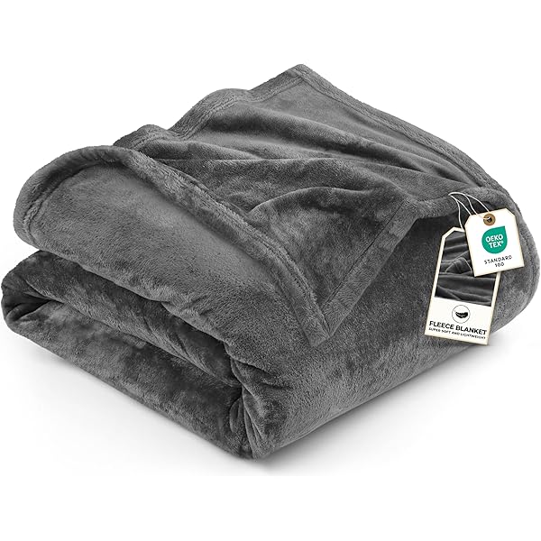 Utopia Bedding Fleece Blanket Queen Size Grey 300GSM Luxury Anti-Static Fuzzy Soft Microfiber Bed Blanket (90x90 Inch)