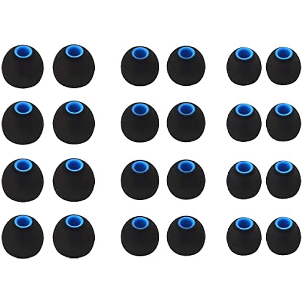ALXCD Ear Tips for in-Ear Headphones, S/M/L Sizes 12 Pairs Soft Silicon Earbuds Tips Eartips with 3.8mm Connector Hole, Fit Most in-Ear Earbuds(Inner Hole 3.8mm -4.8mm) 12 Pairs, Black/Blue, S/M/L