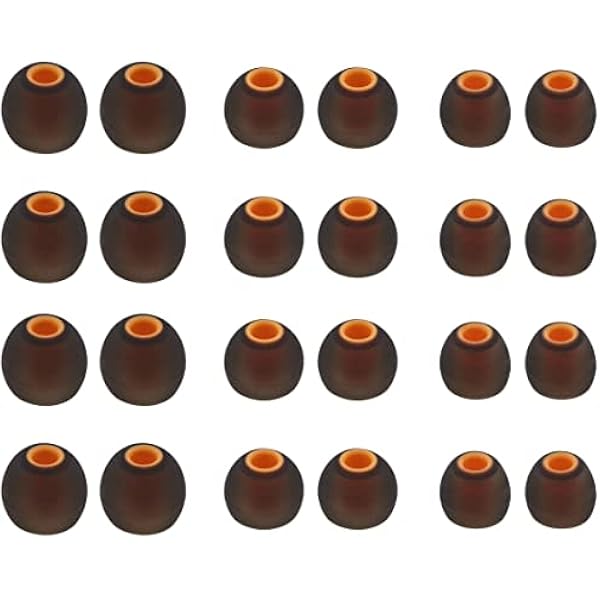 ALXCD Ear Tips for in-Ear Headphones, S/M/L Sizes 12 Pairs Soft Silicon Earbuds Tips Eartips with 3.8mm Connector Hole, Fit Most in-Ear Earbuds(Inner Hole 3.8mm -4.8mm) 12 Pairs, Black/Orange, S/M/L
